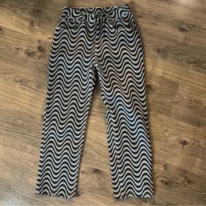 Wave Patterned Black and Gray Pants